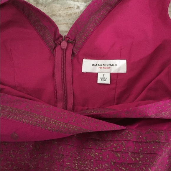 NWOT Isaac Mizrahi fuchsia and gold dress size 2 - Picture 7 of 11
